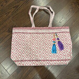 Estée Lauder Pink Geometric Tassel Print Tote